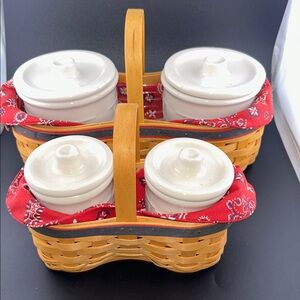 Longaberger BARBEQUE BUDDY with Red Floral Liner AND PLASTIC INSERT Set of 2